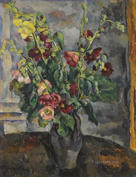  Petrovich Pintura al %C3%B3leo - BODEGÓN CON HOLLYHOCKS Petr Petrovich Konchalovsky flor impresionismo